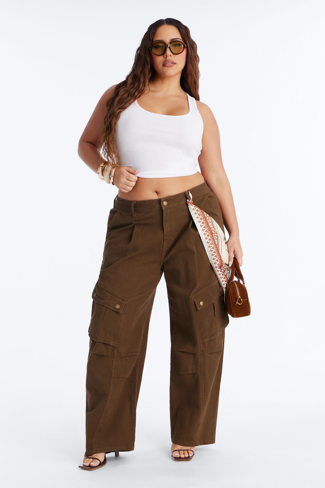 Open Ranks Stretch Cargo Jeans - Olive Fashion Nova