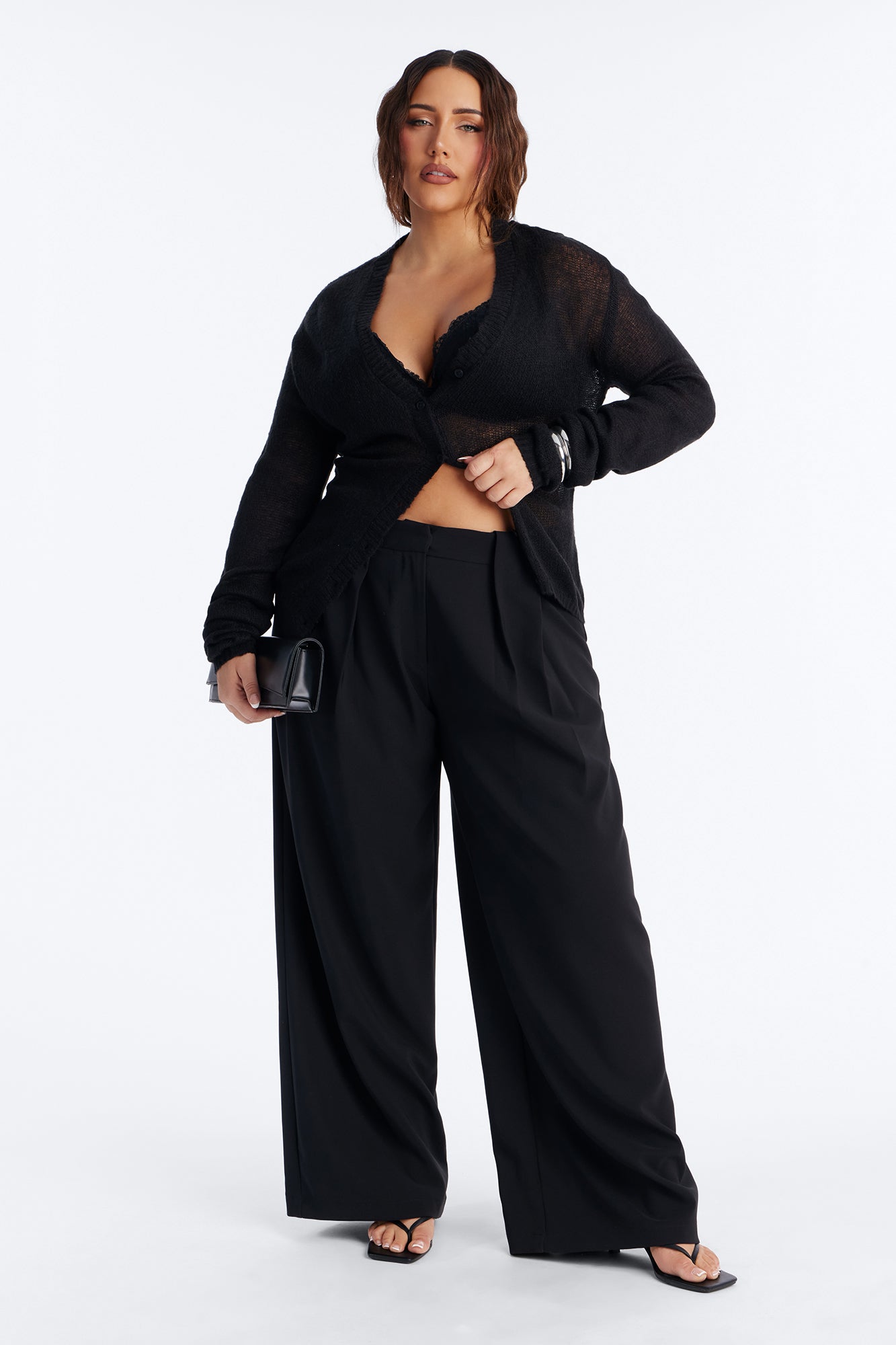 Sheer Me Out Long Sleeve Button Up Cardigan Sweater - Black Fashion Nova