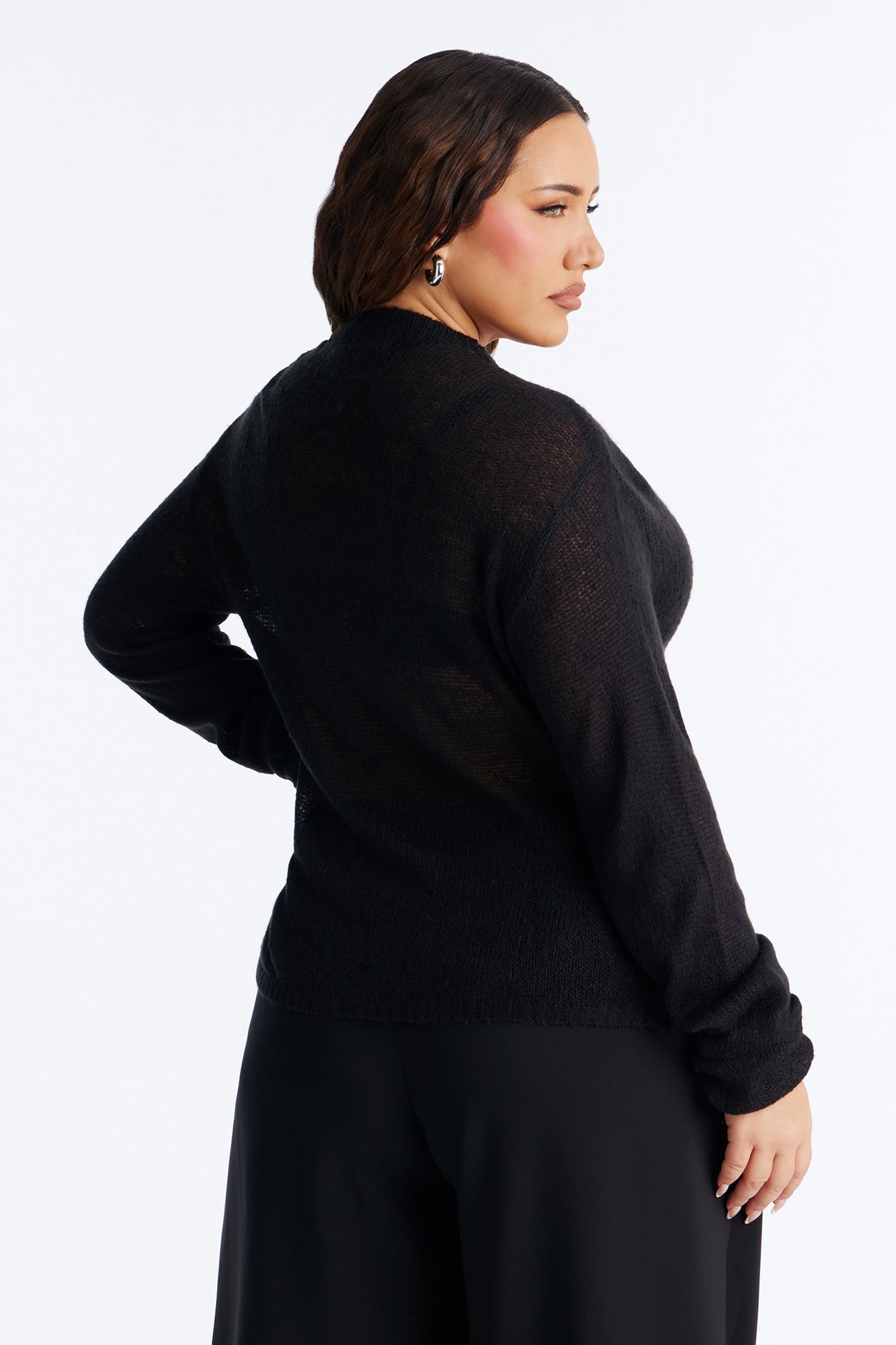 Sheer Me Out Long Sleeve Button Up Cardigan Sweater - Black Fashion Nova