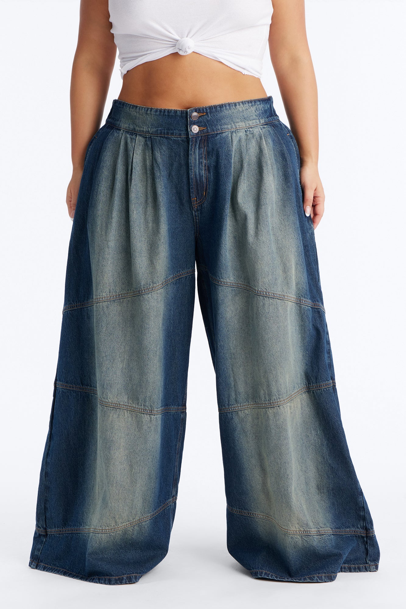 Big Journey EZ Waist Wide Leg Jeans - Vintage Wash