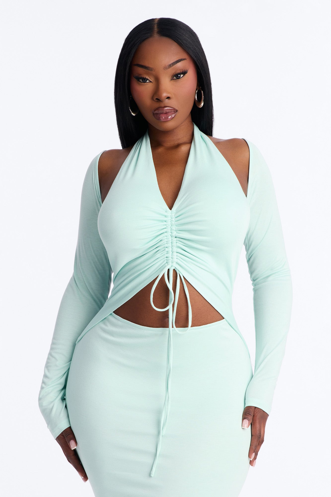 Casey Ruched Maxi Dress - Mint