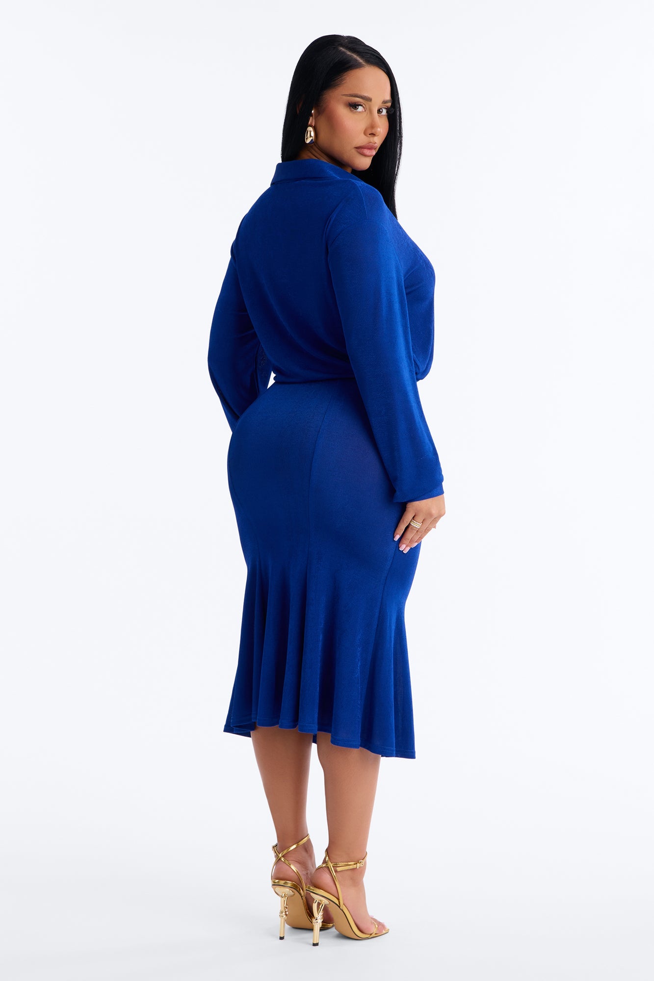 Jemma Slinky Midi Dress - Blue