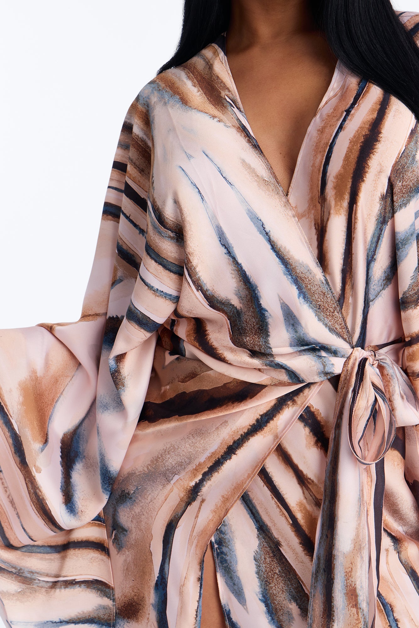 Samira Wrap Satin Mini Dress - Mauve/combo