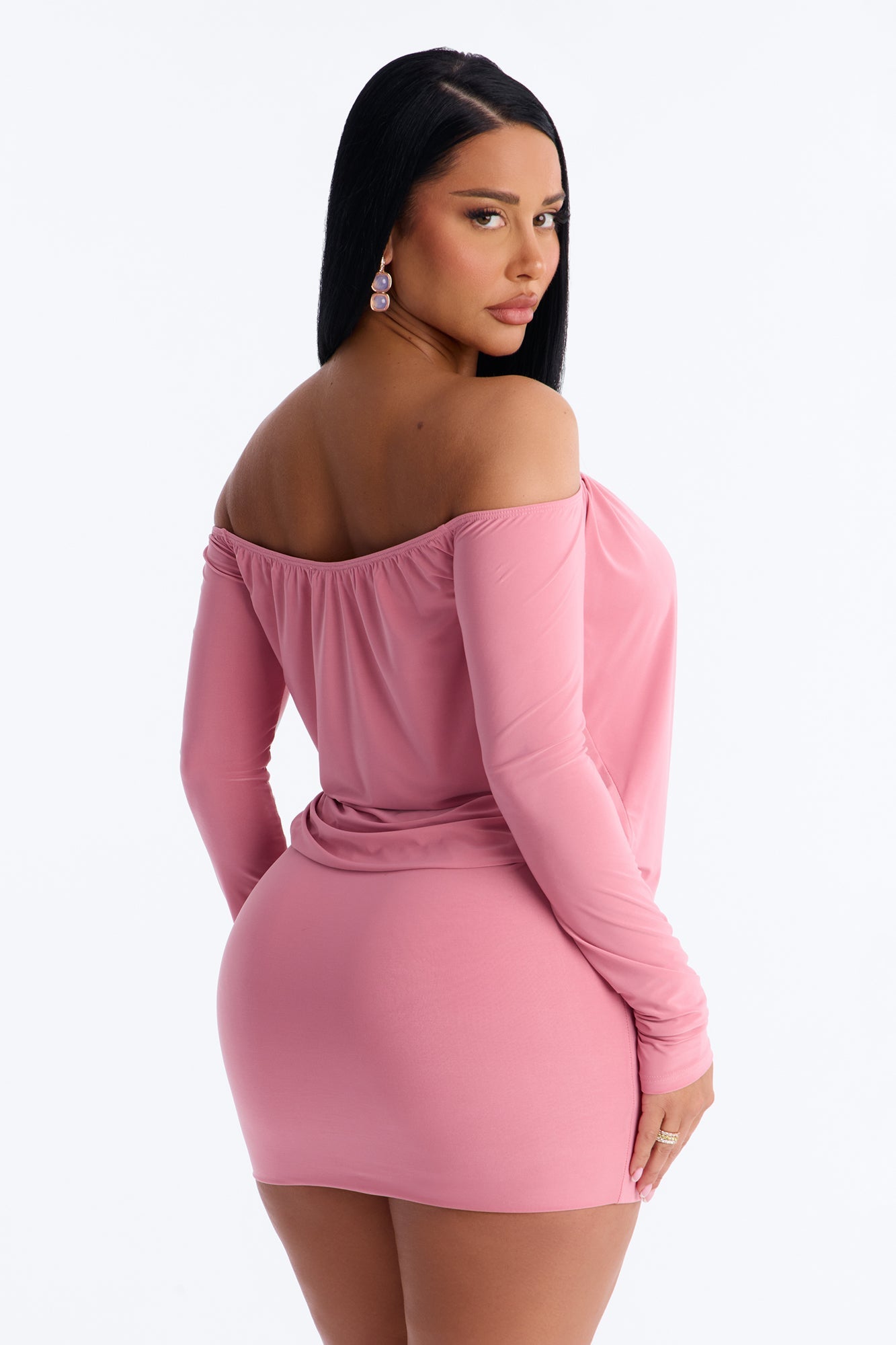 For The Plot Off Shoulder Mini Dress - Mauve