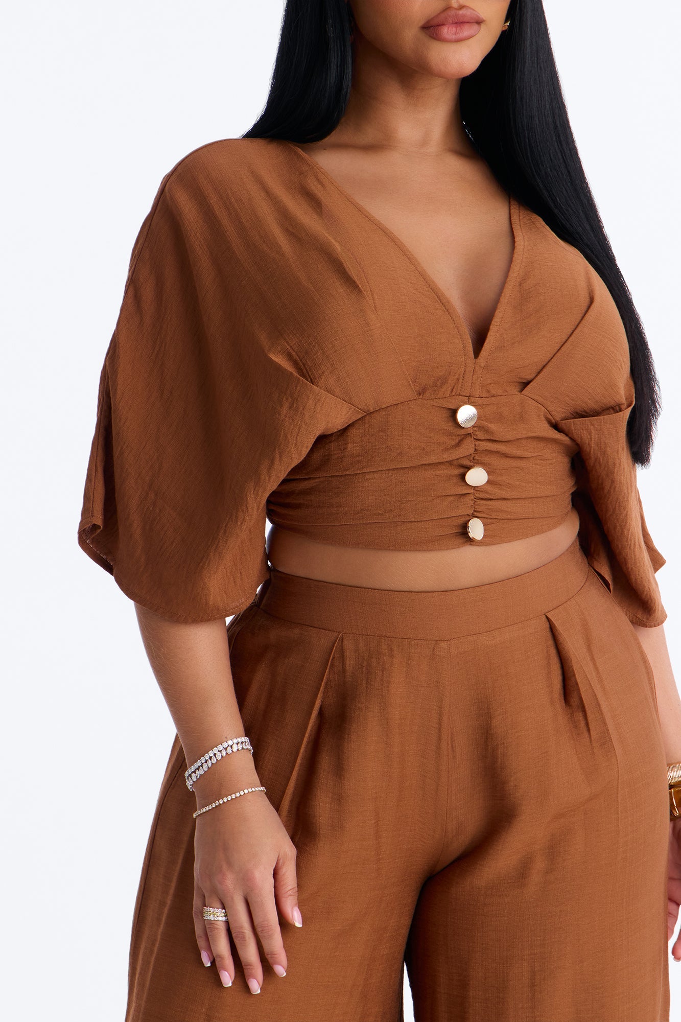 Not So Complicated Linen Pant Set - Rust