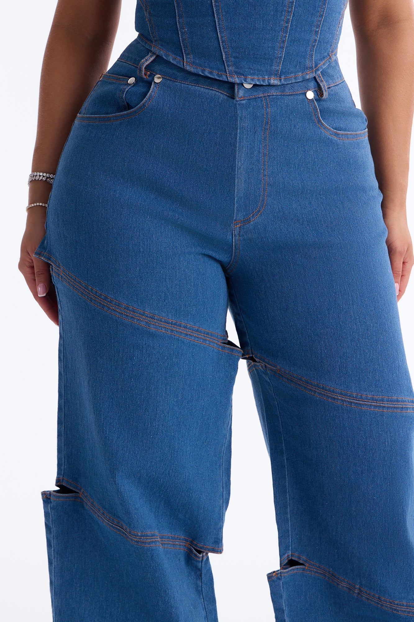 Jenny Denim Pant Set - Light Wash