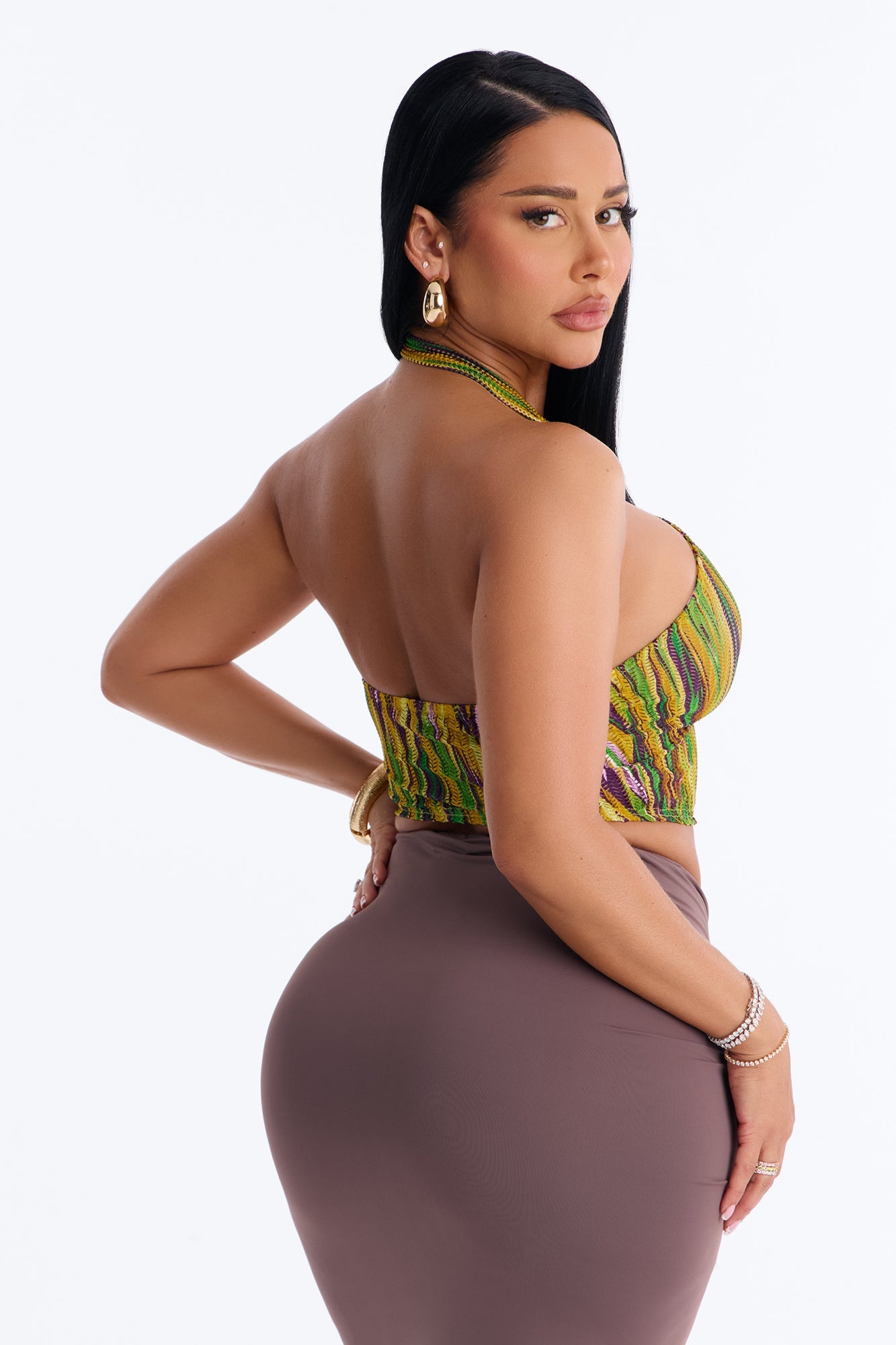Leilani Textured Cut Out Halter Top - Multi Color