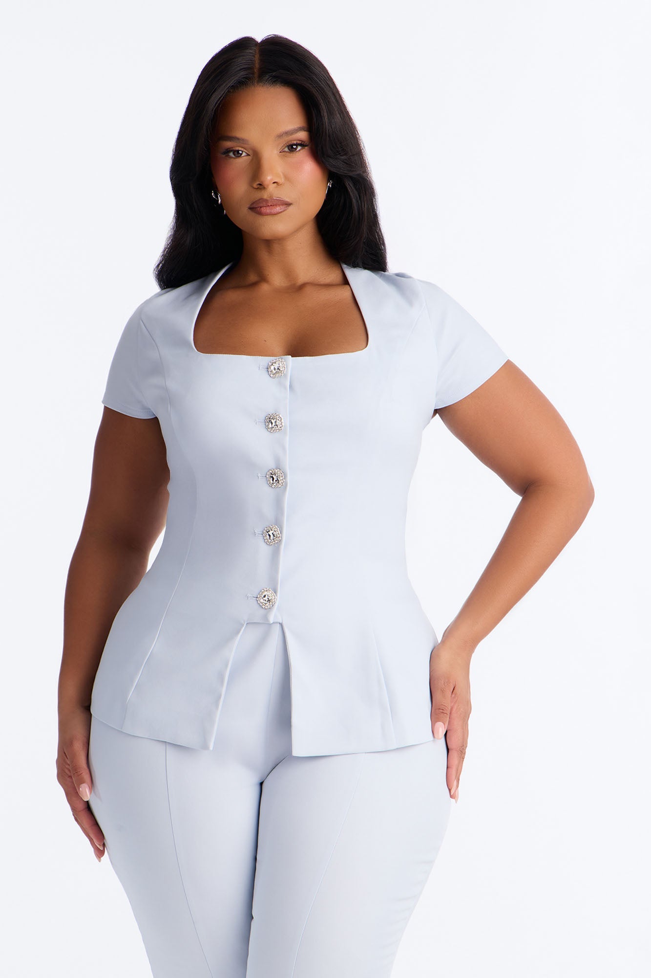 Claire Capri Pant Set - Light Blue