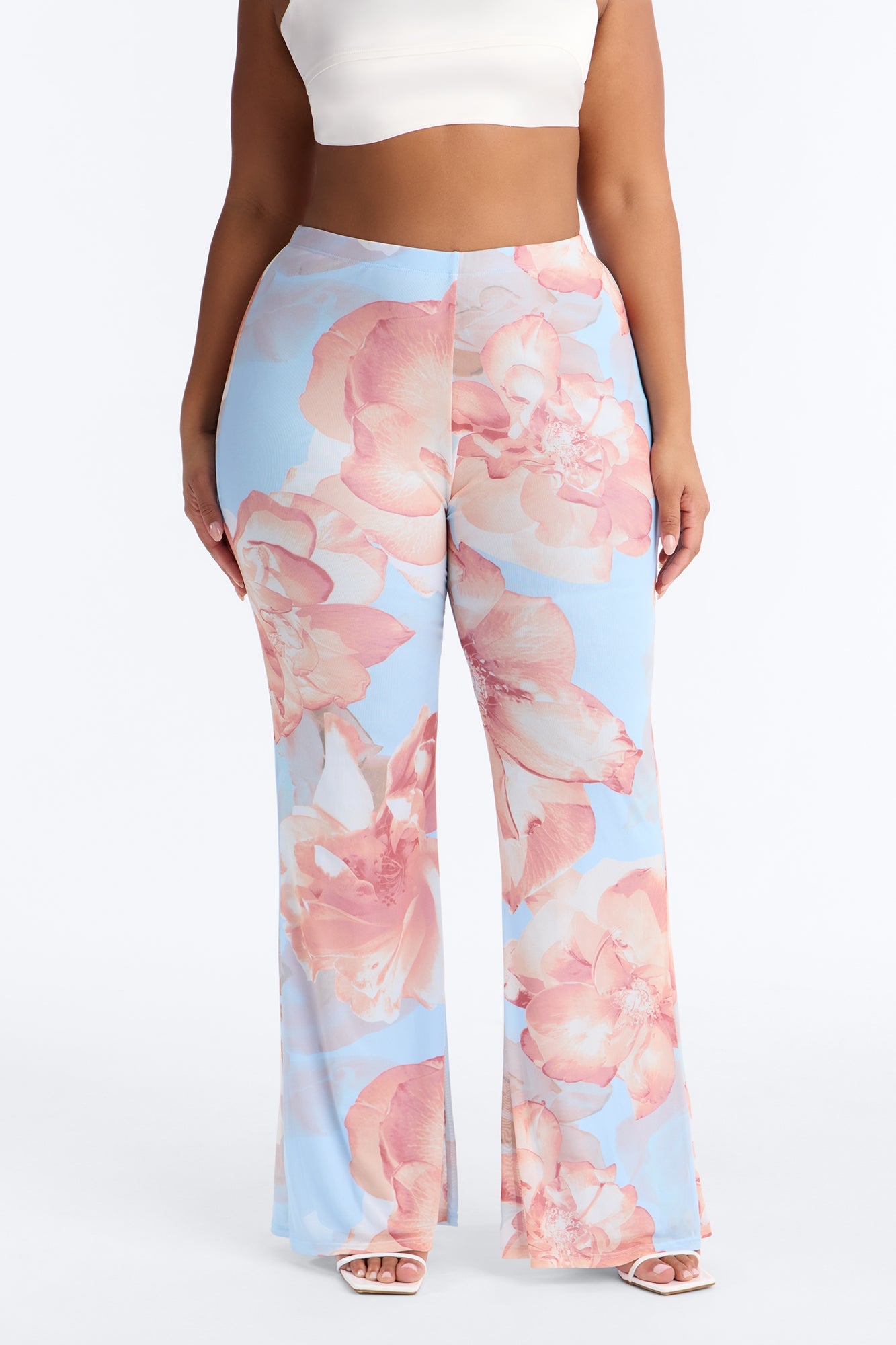 Jordana High Rise Double Lined Mesh Flare Pant - Blue/combo