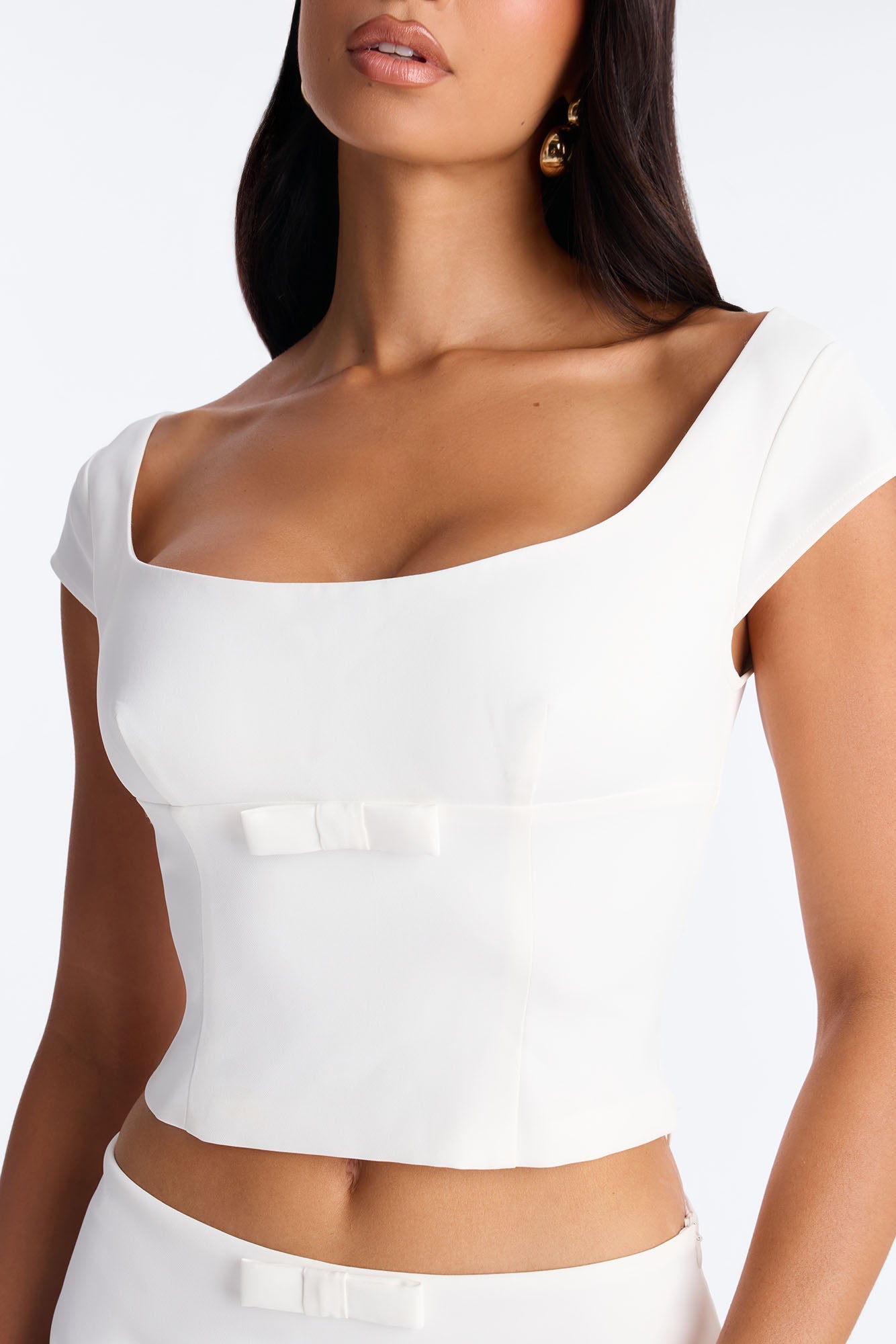 Sweet Girl Crepe Micro Mini Skirt Set - White
