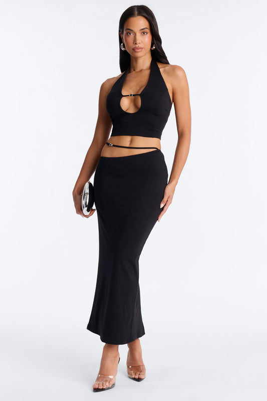 Rebel Girl Ponte Maxi Skirt Set - Black