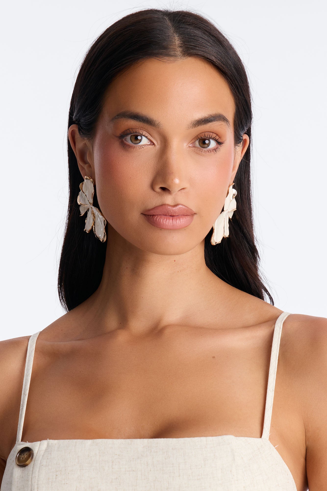 Garden Elegance Drop Earrings - White