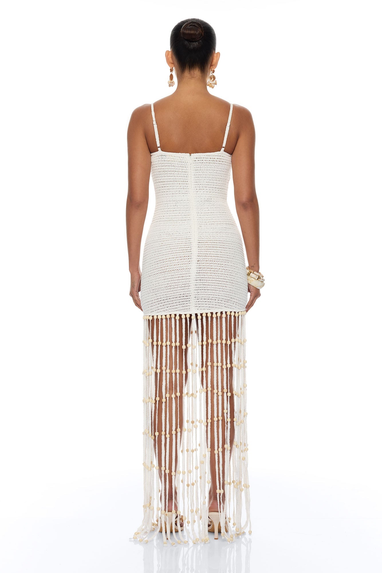 Living Life Fringe Crochet Maxi Dress - Cream