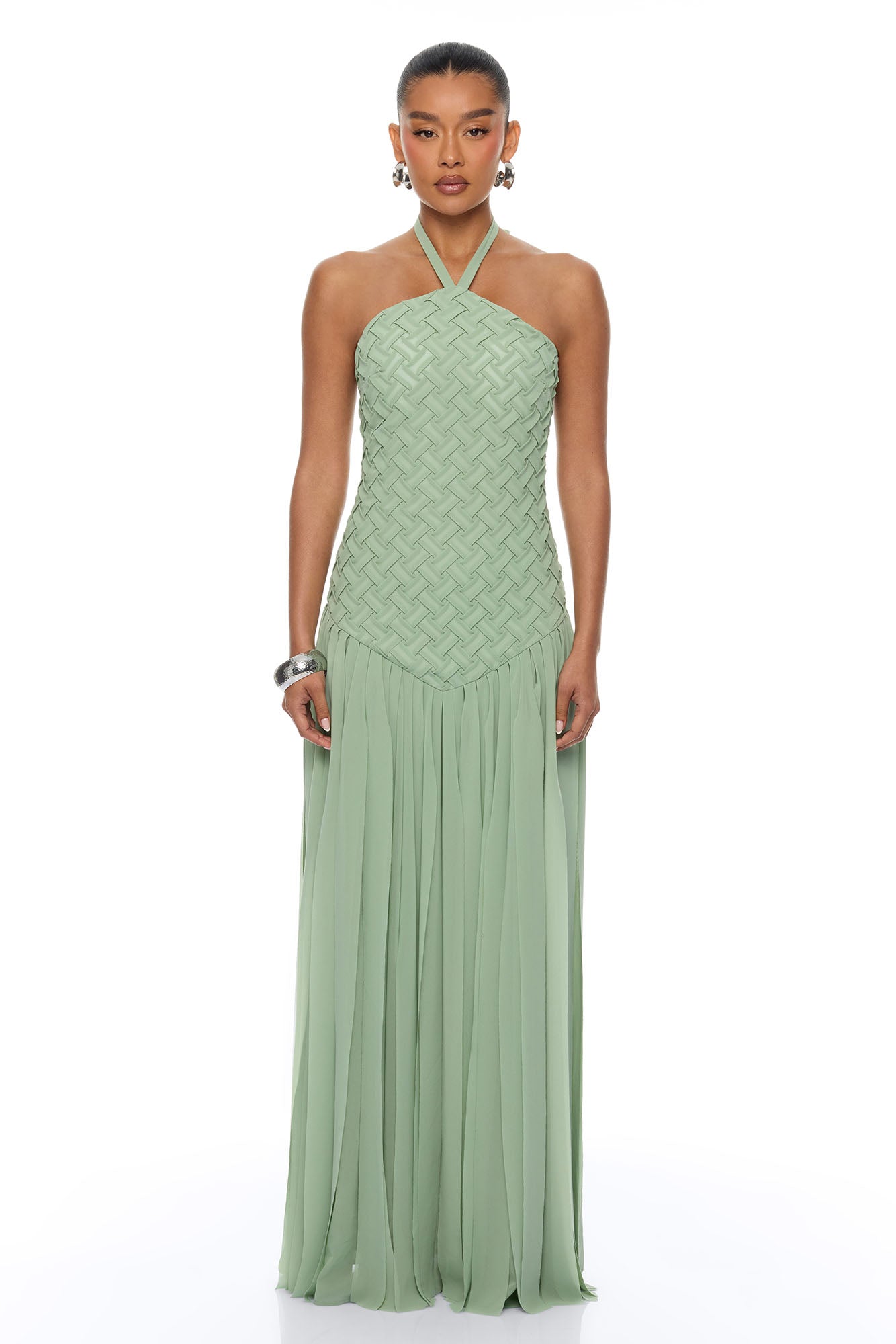 Effortlessly Her Woven Chiffon Maxi Dress - Sage