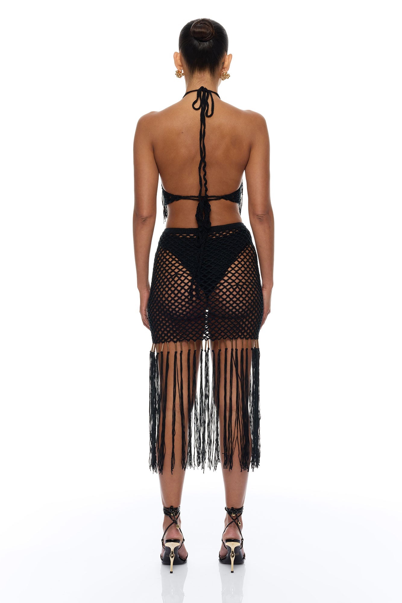 Coconut Clouds Crochet 3 Piece Skirt Set - Black