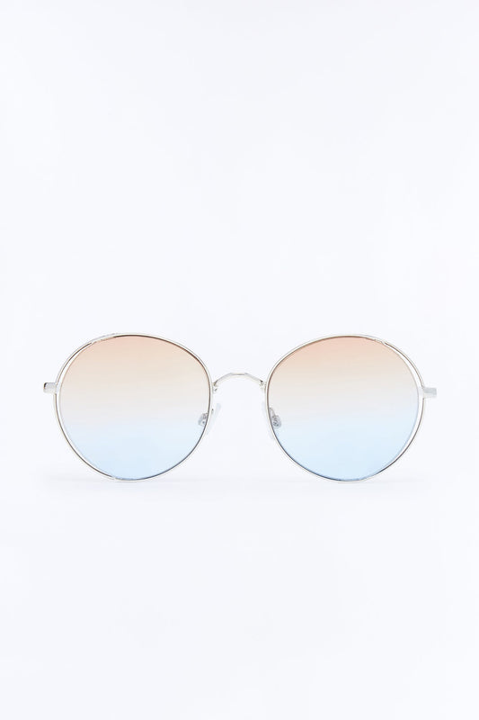 Movin And Groovin Sunglasses - Silver/Blue