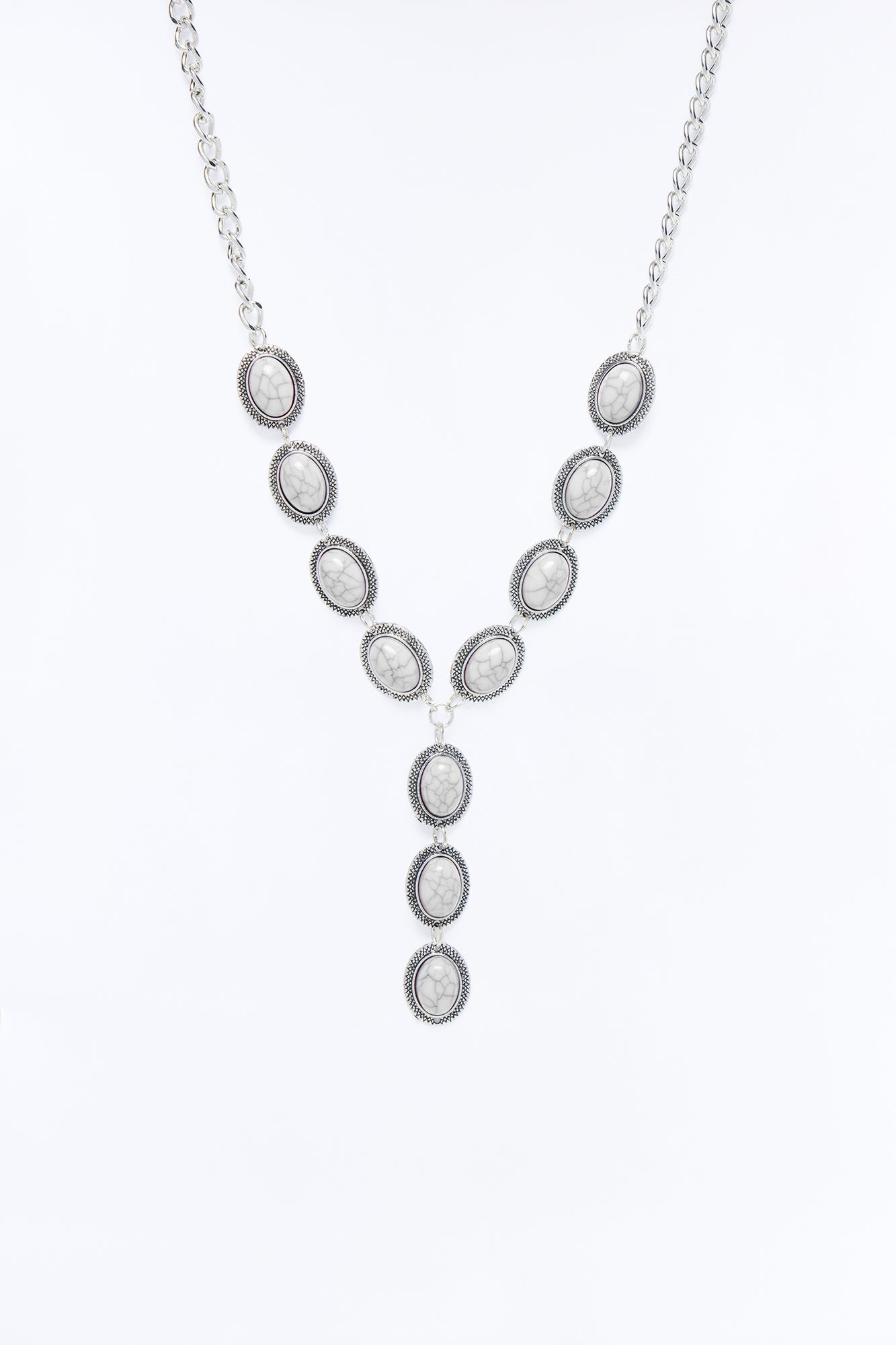Neon Moon Lariat Necklace - White/Silver