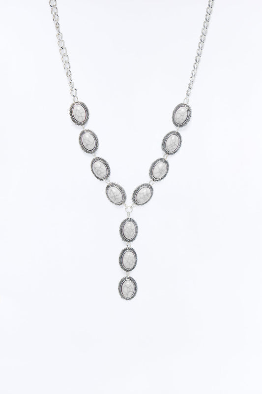 Neon Moon Lariat Necklace - White/Silver