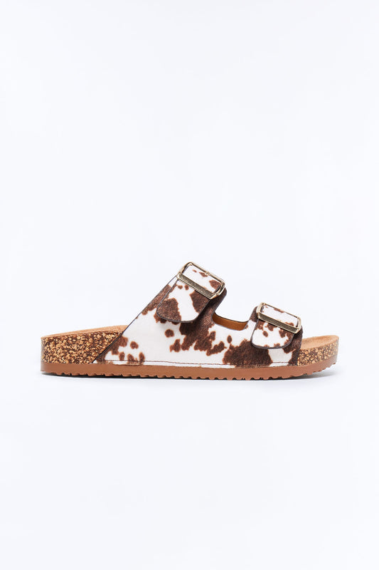 Jete Buckle Slides - Brown Combo