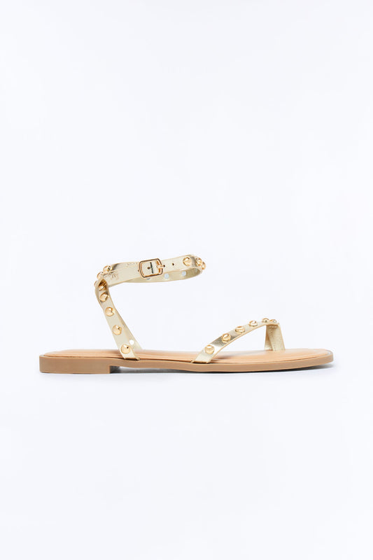 Sola Studded Toe Ring Sandals - Gold