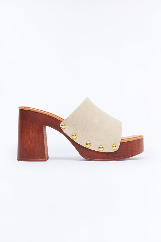 Olivia Platform Mules - Taupe
