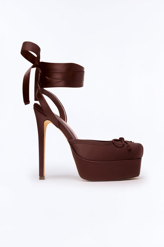 Lyrical Ballet Wrap Up Platform Pumps - Brown