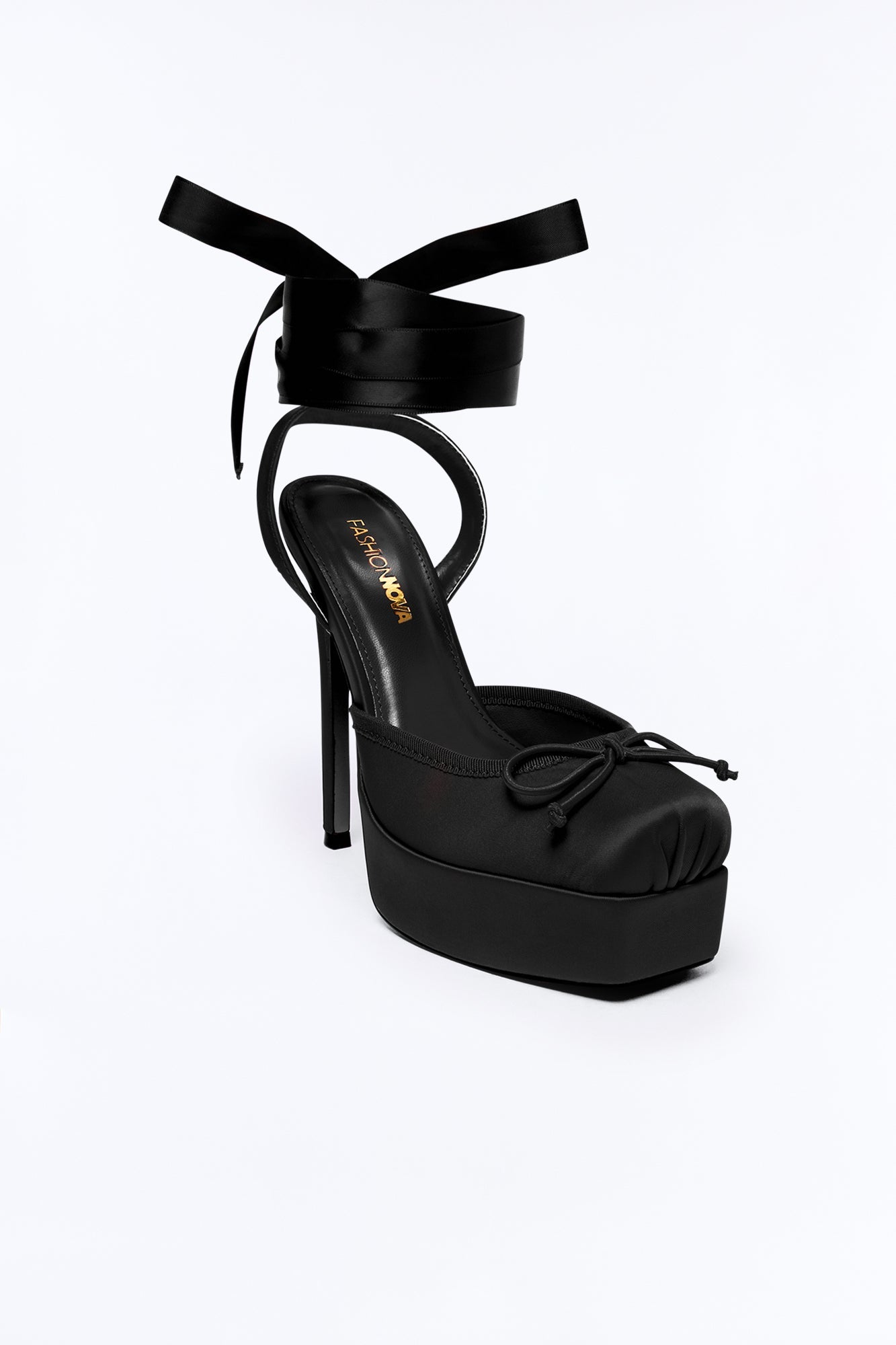 Lyrical Ballet Wrap Up Platform Pumps - Black