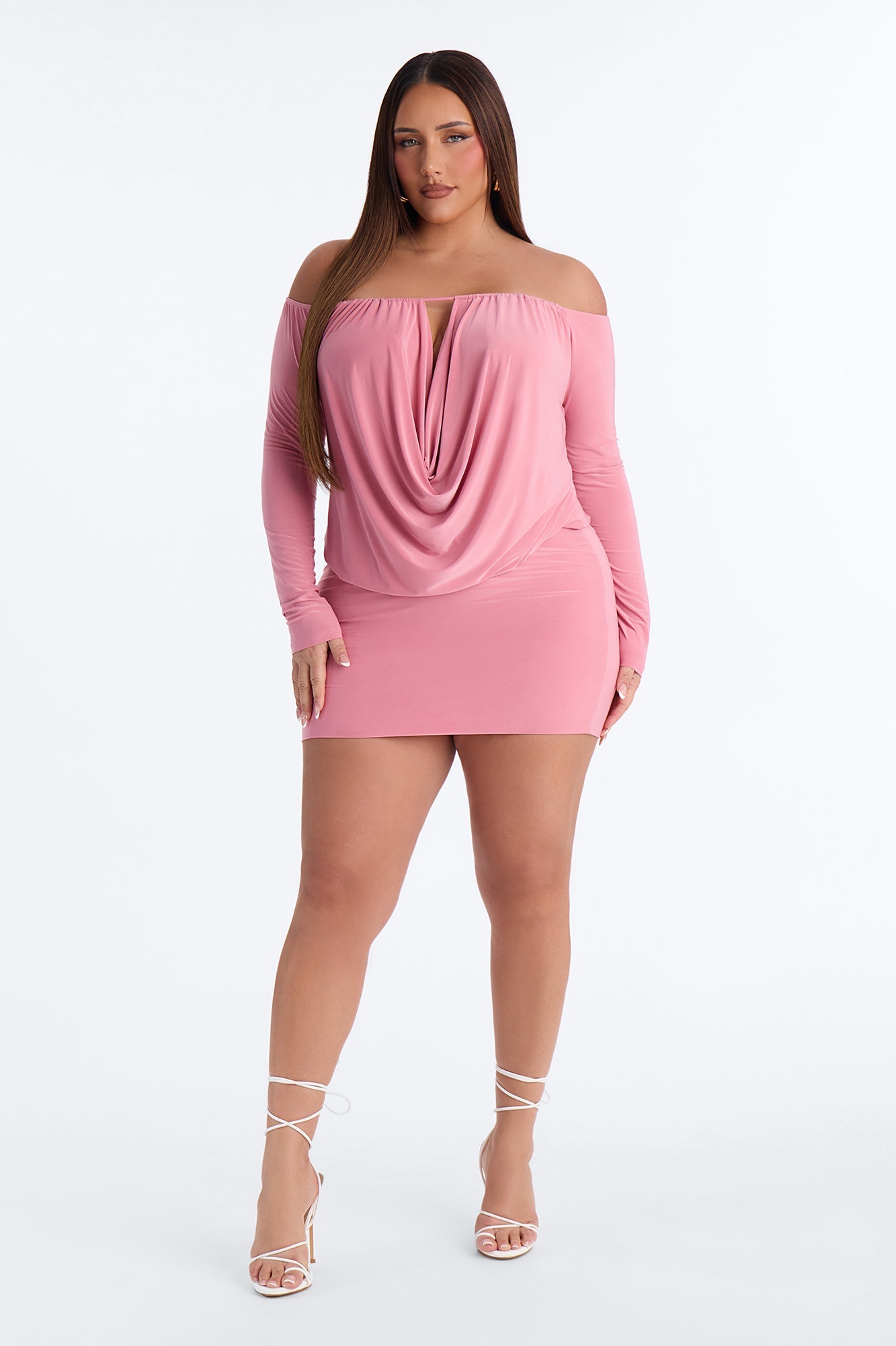 For The Plot Off Shoulder Mini Dress - Mauve