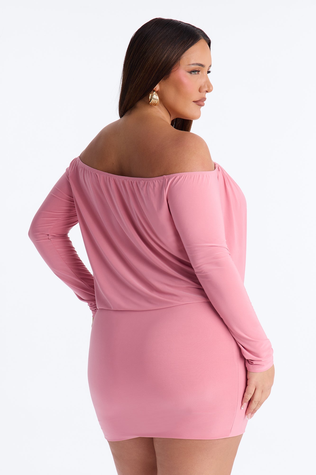 For The Plot Off Shoulder Mini Dress - Mauve