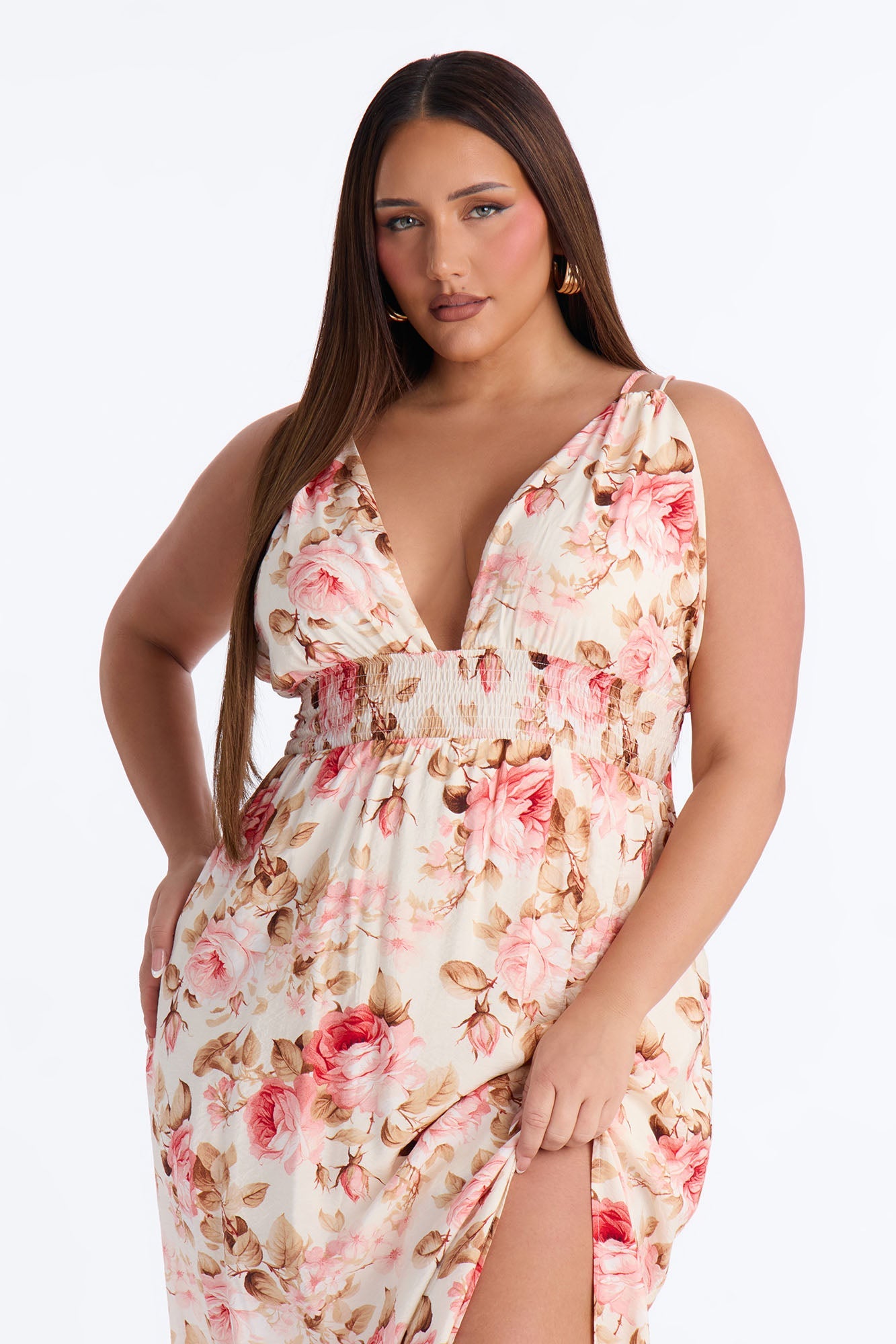 Maisie Smocked Maxi Dress - Pink/combo