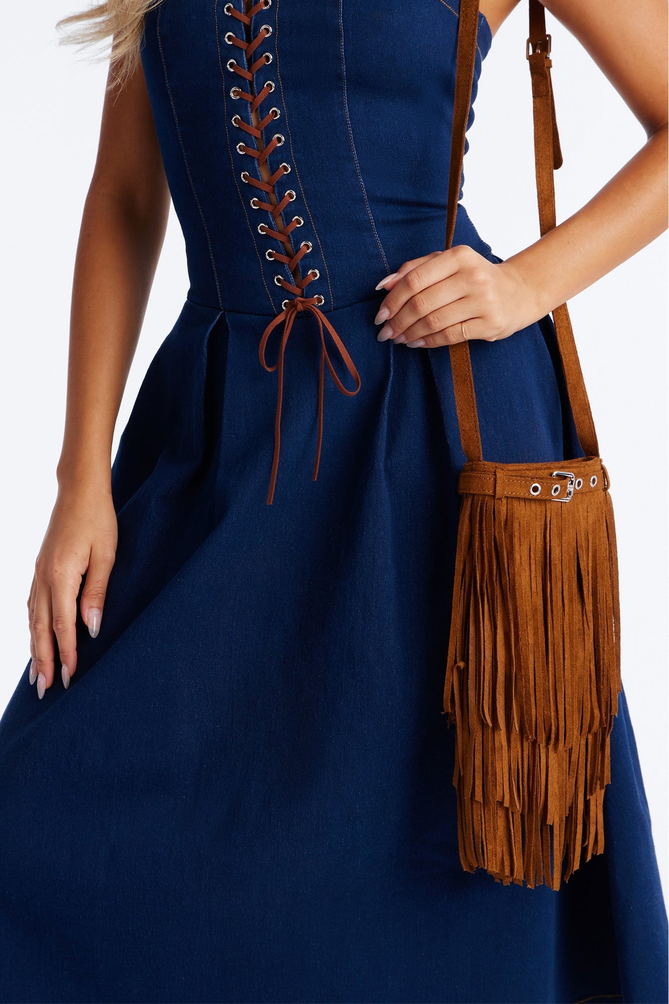Feeling Good Fringe Faux Suede Crossbody Handbag - Dark Brown Fashion Nova