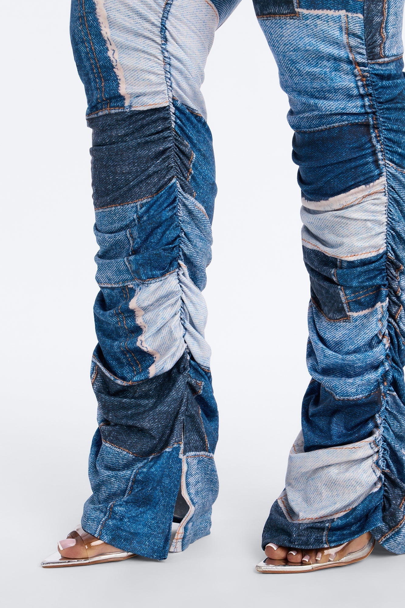 Denim Print Stacked Skinny Pant - Blue/combo Fashion Nova