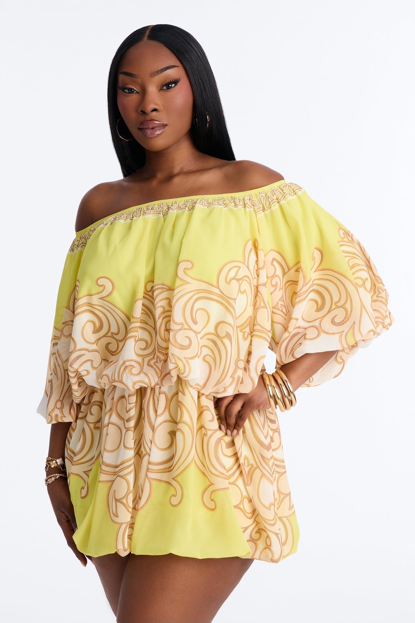 Imani One Shoulder Chiffon Mini Dress - Yellow Fashion Nova