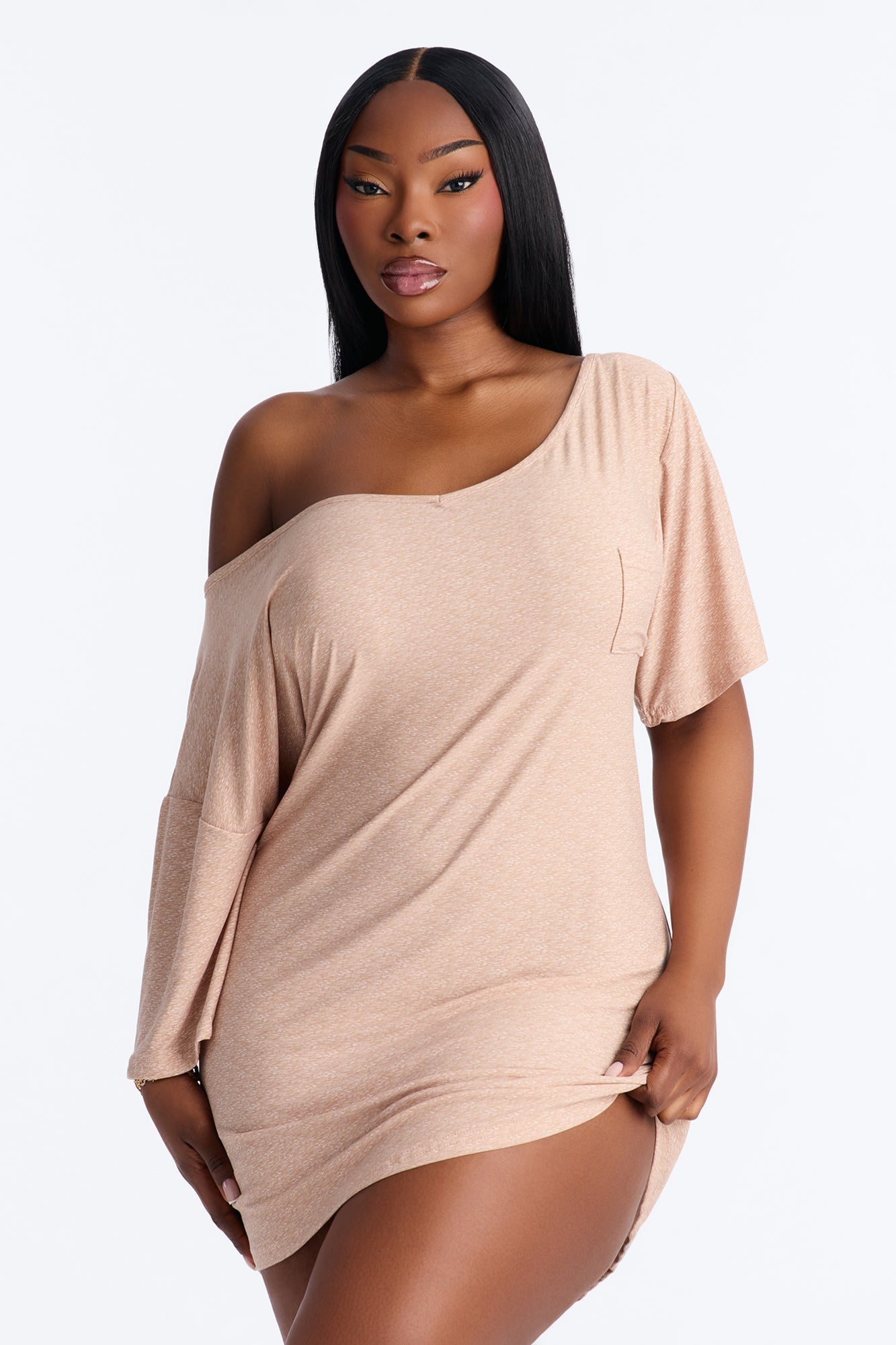 Let's Hang Sleep Tee - Heather Taupe