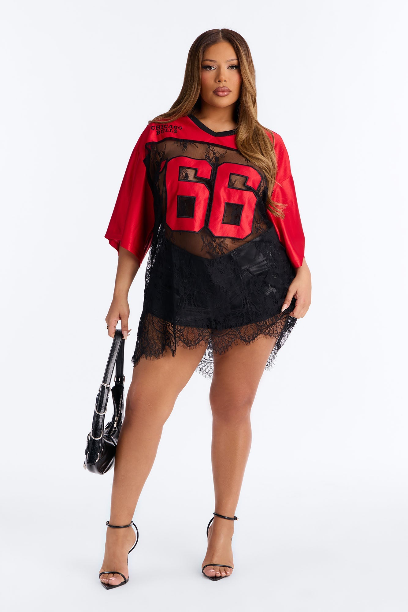 NBA Chicago Bulls Oversized Lace Top - Black