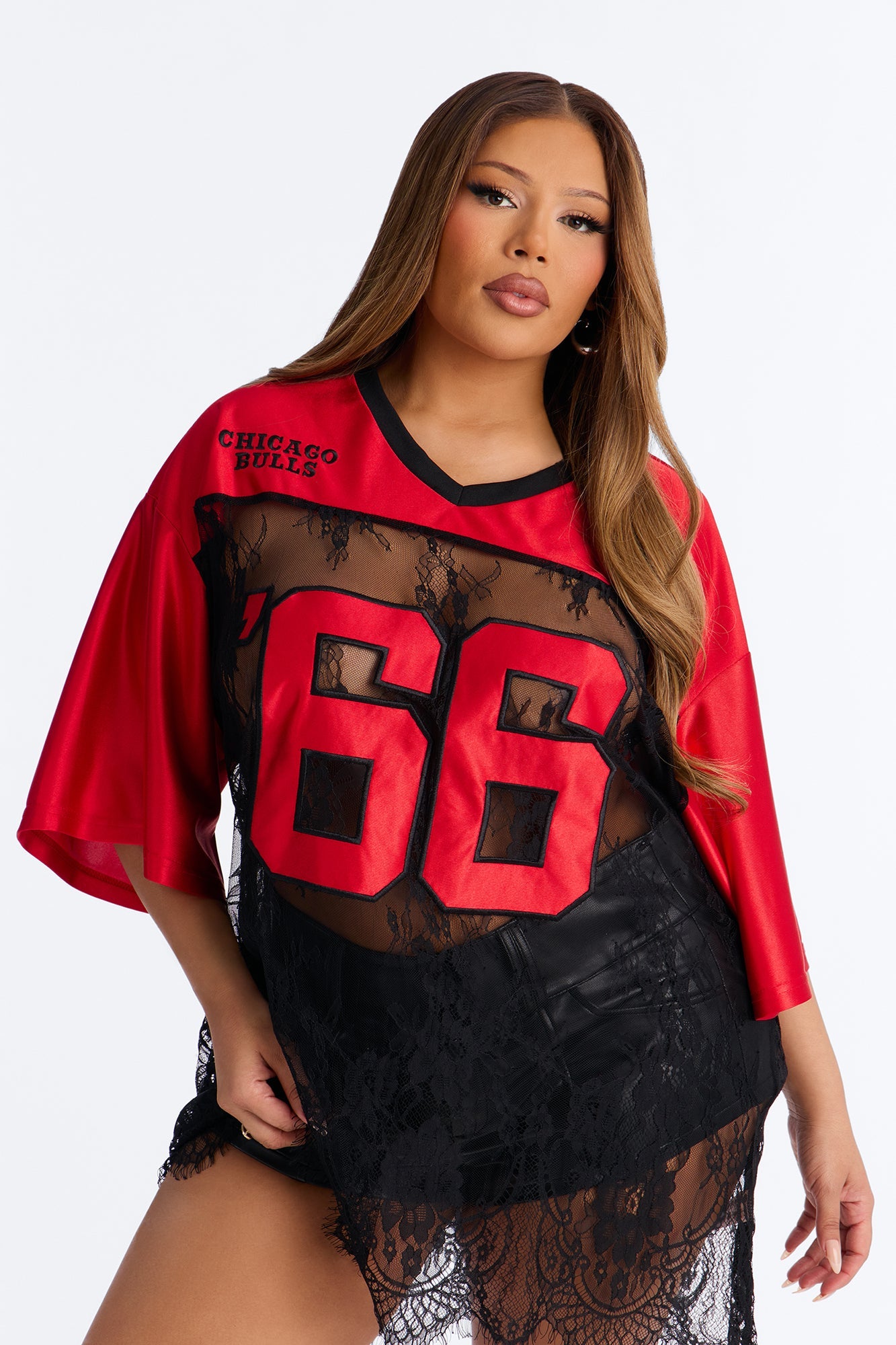 NBA Chicago Bulls Oversized Lace Top - Black