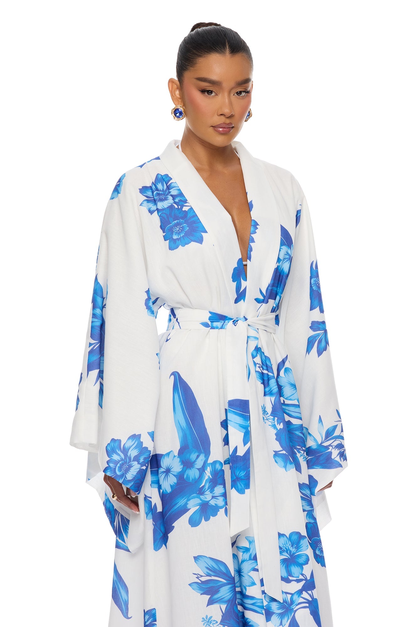 In The Cabana Kimono Maxi Dress - Blue/combo