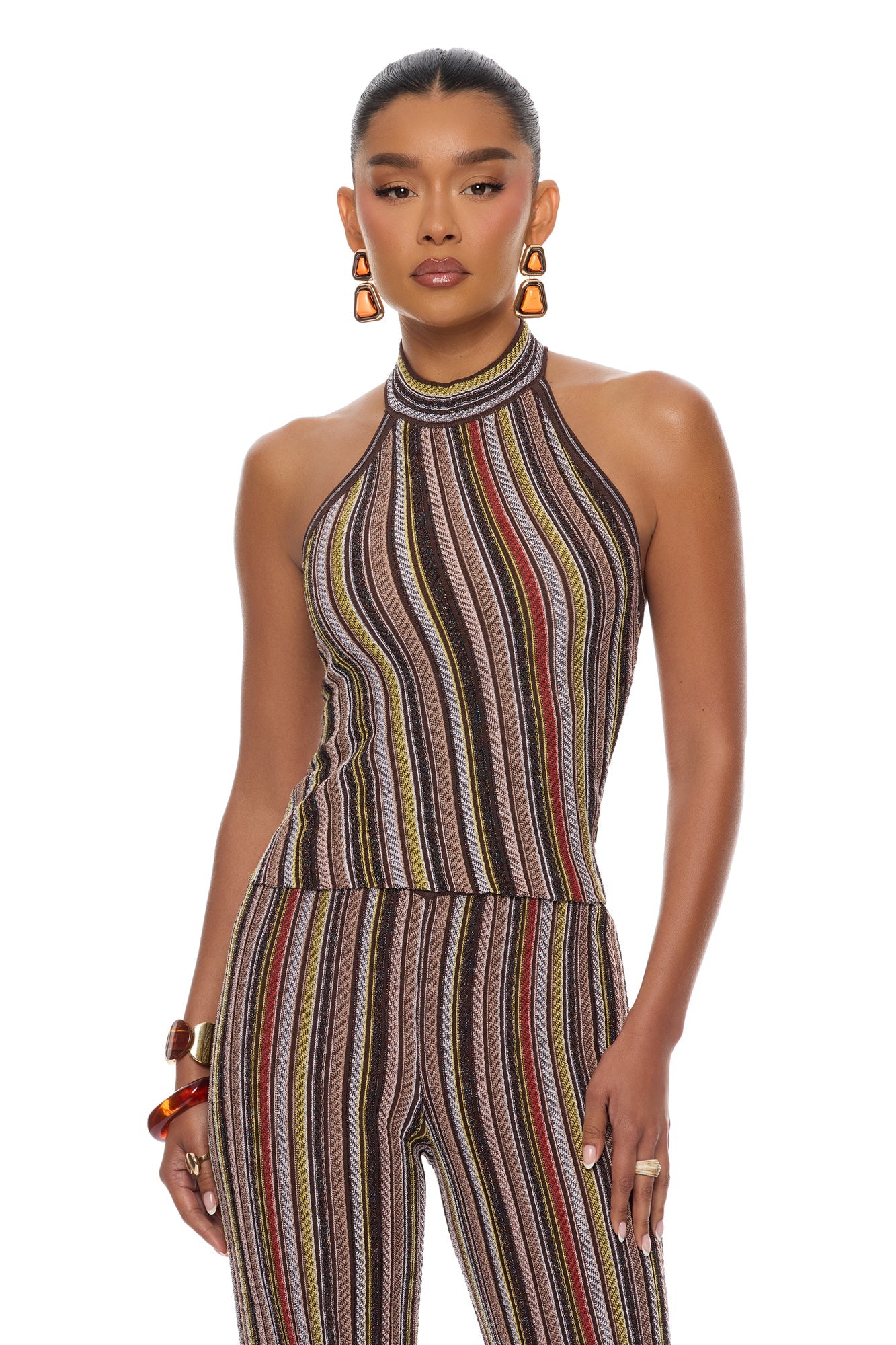 Jadyn Metallic Sweater Pant Set - Multi Color