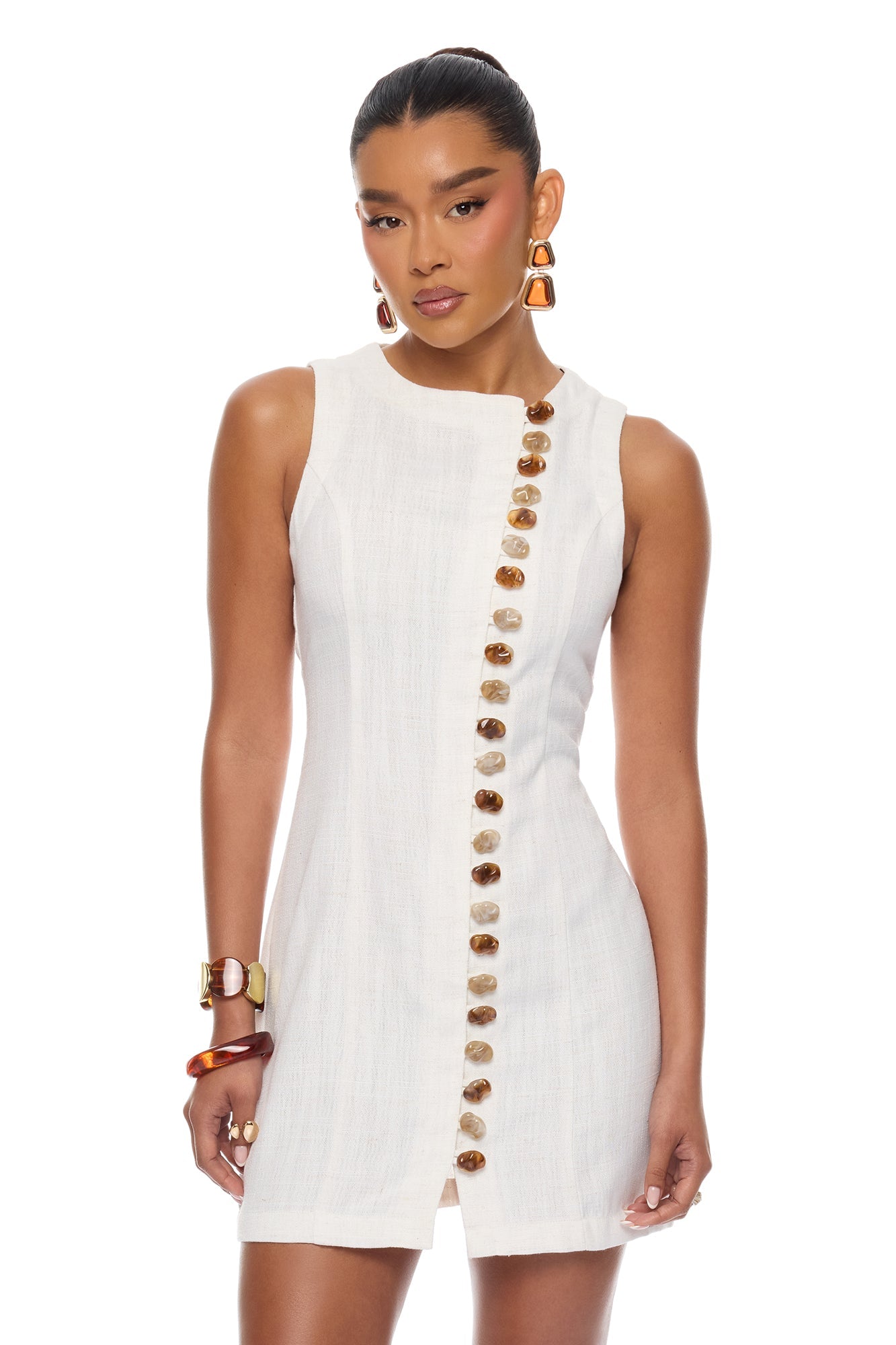 Catch Me On The Coast Linen Mini Dress - White