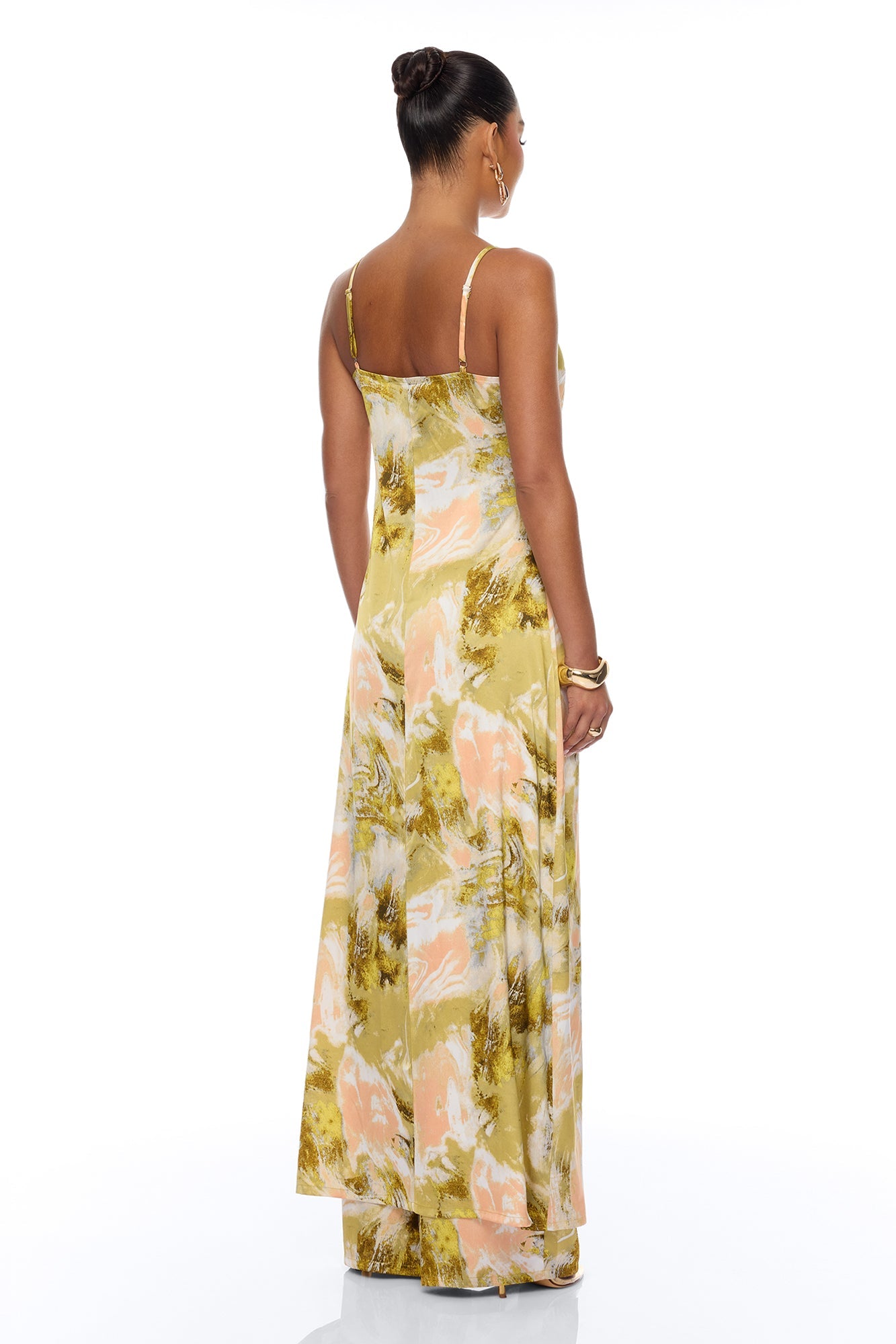 Off To The Tropics Satin Pant Set - Green/combo