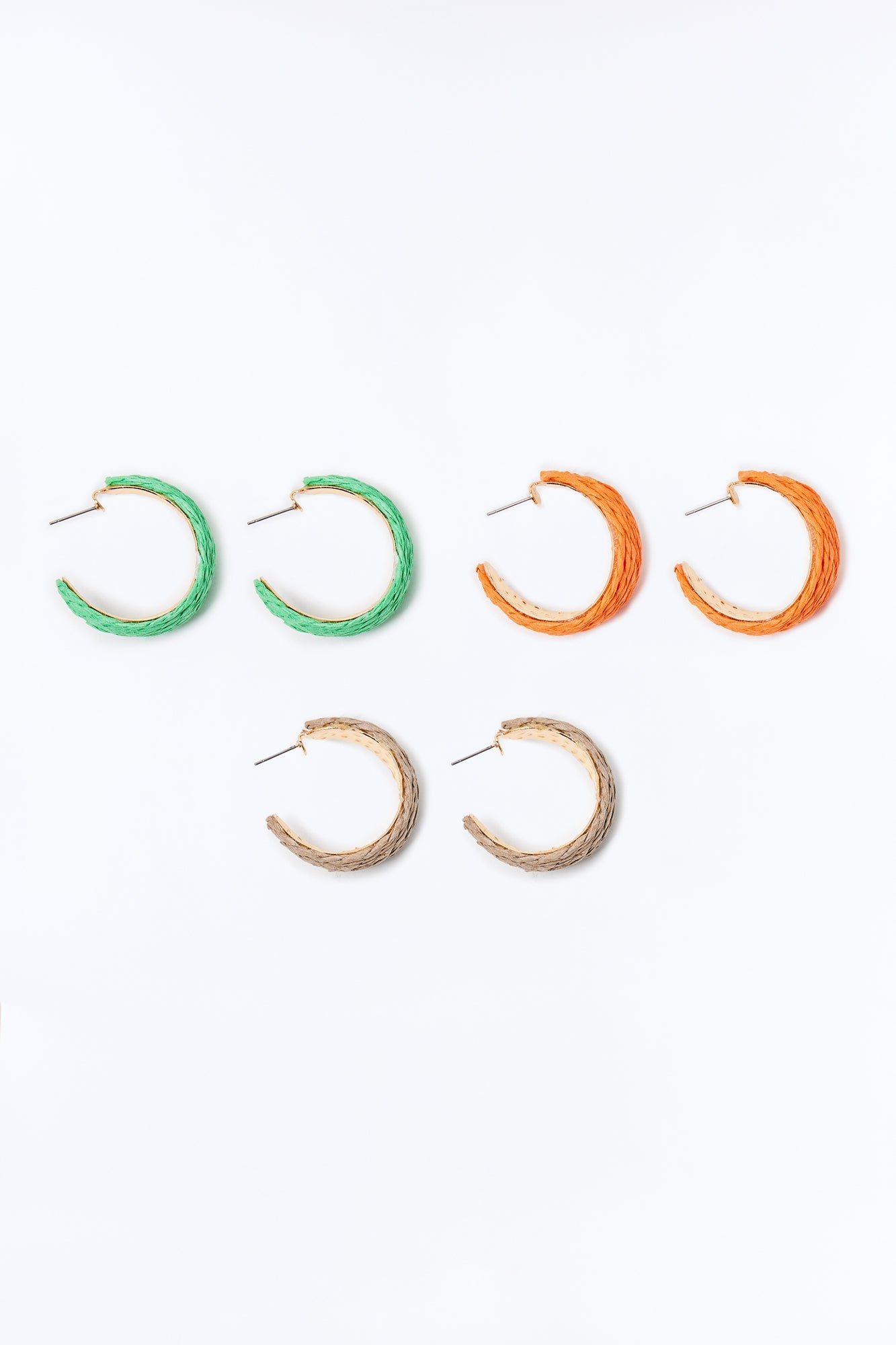 Tropic Weather Straw 3 Pair Earring Set - Multi Color