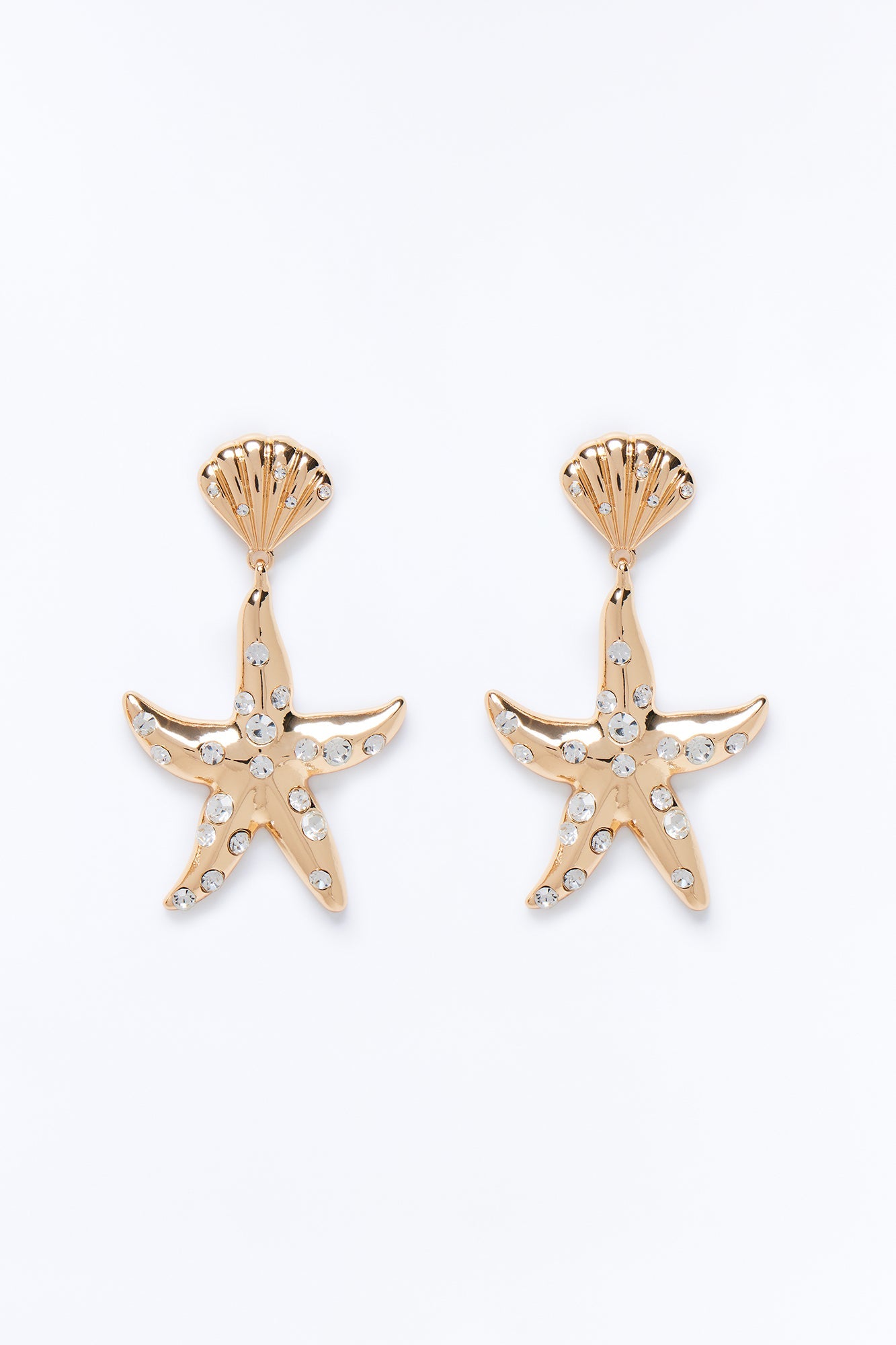 Star Of The Ocean Rhinestone Earrings - Gold