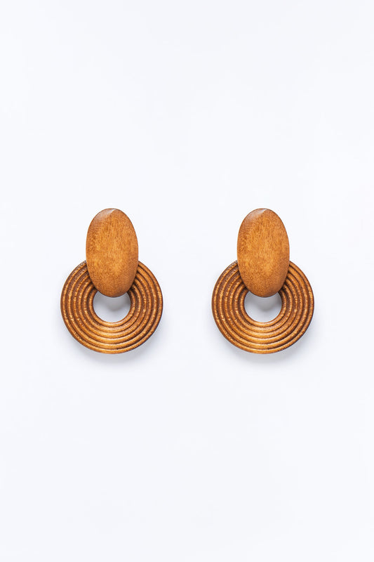 Modern Wanderer Wood Drop Earrings - Brown
