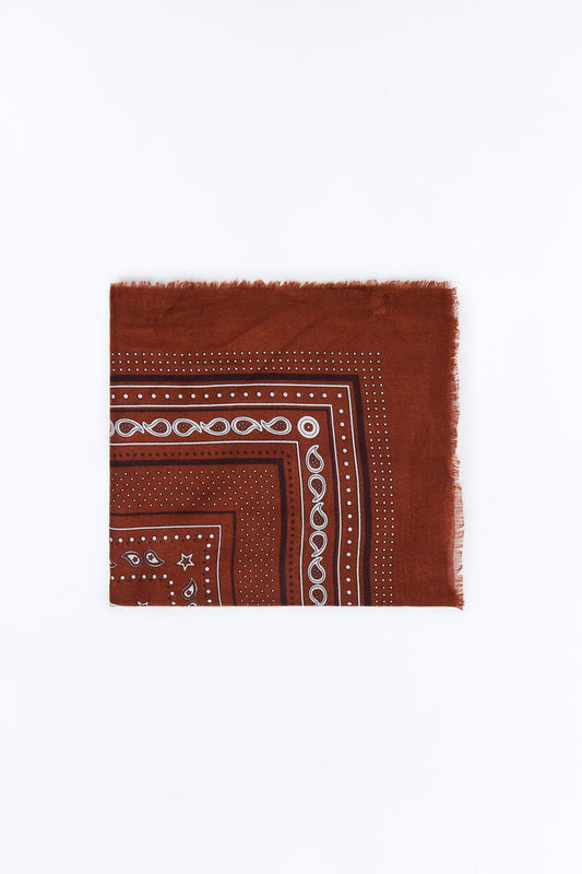 Western Heart Oversized Scarf - Brown/combo