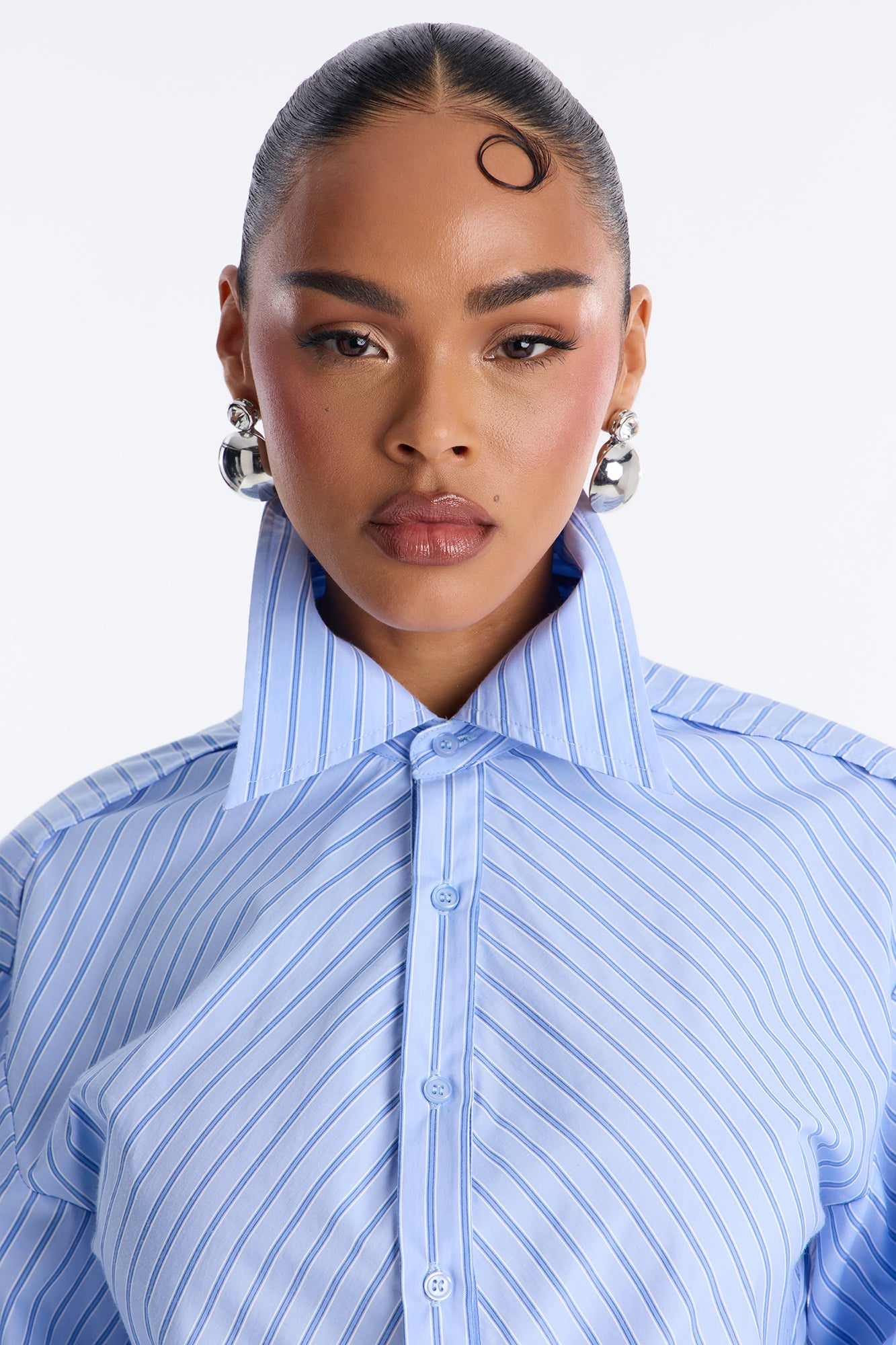 Doing The Most Striped Poplin Shirt - Blue/combo