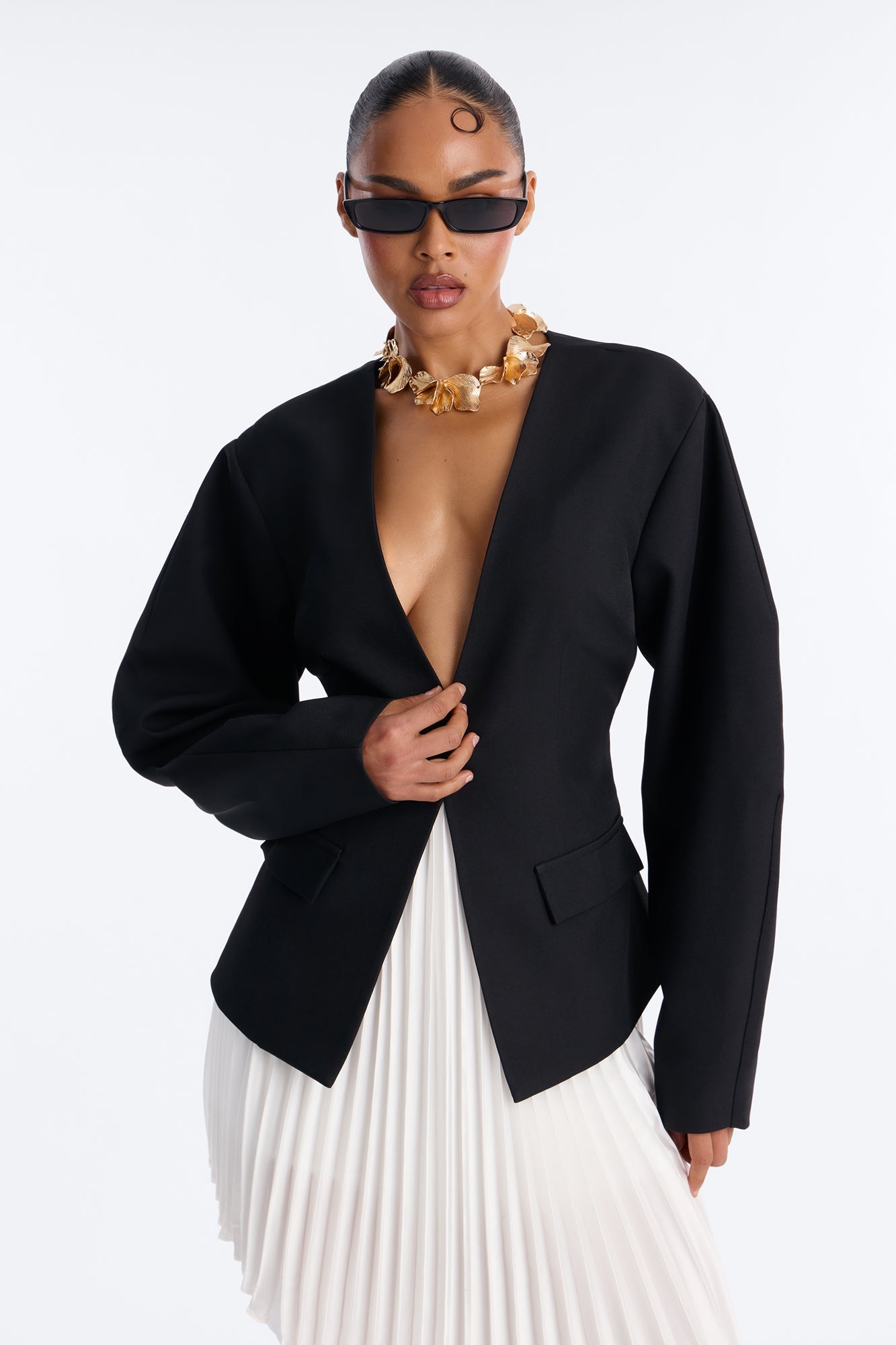 Mariella Barrel Sleeve Blazer - Black