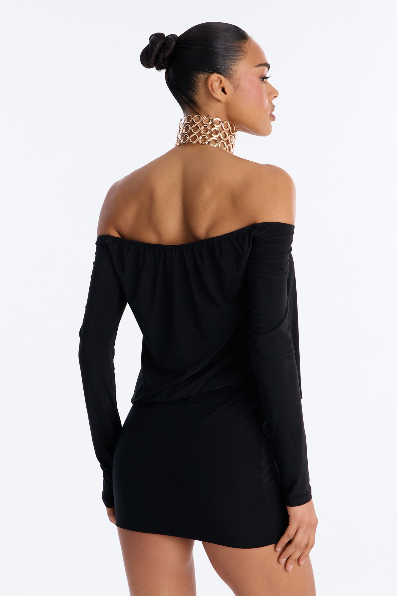 For The Plot Off Shoulder Mini Dress - Black