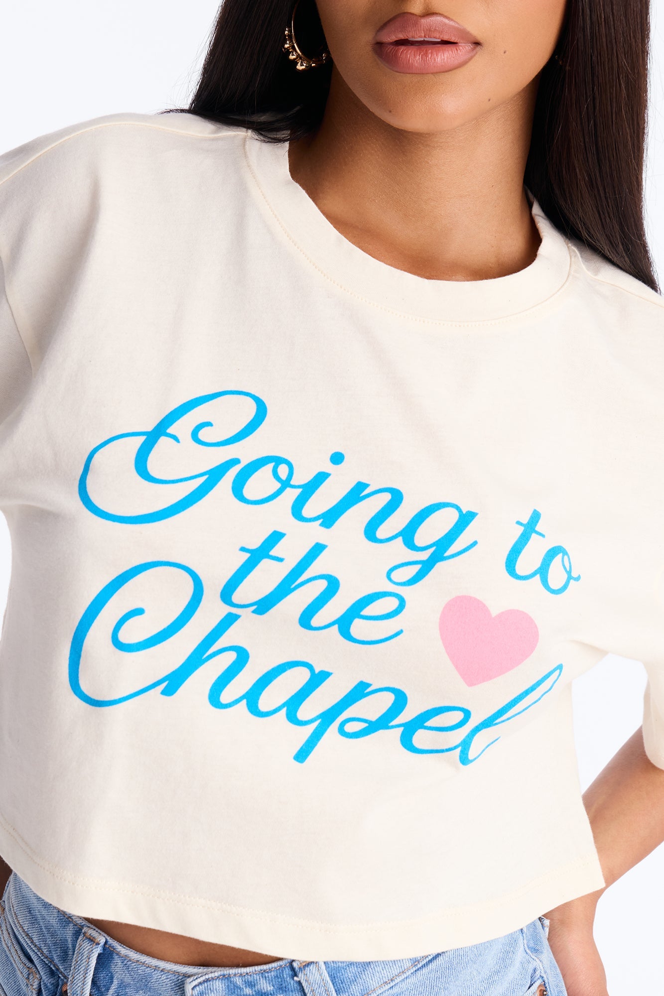 Going To The Chapel Baby Tee - Cream