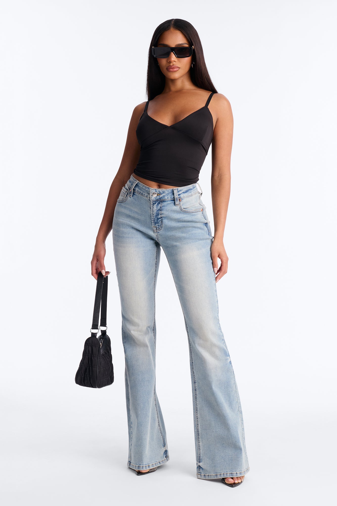 Ella V Neck Cami Top - Black