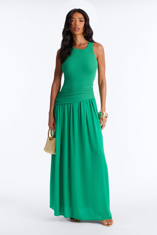 Soho Sleeveless Ribbed Maxi Dress - Kelly Green
